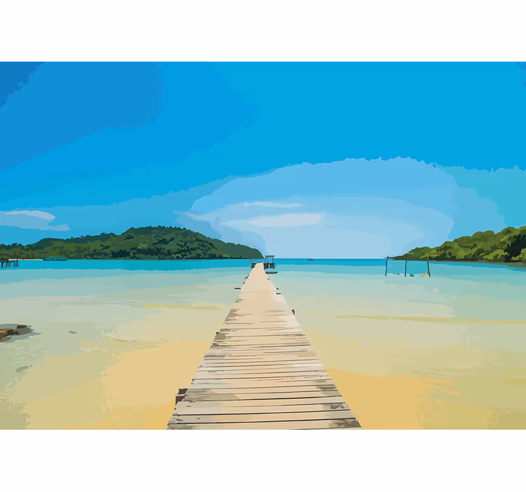 Serene coastal path landscape wall mural - TenStickers