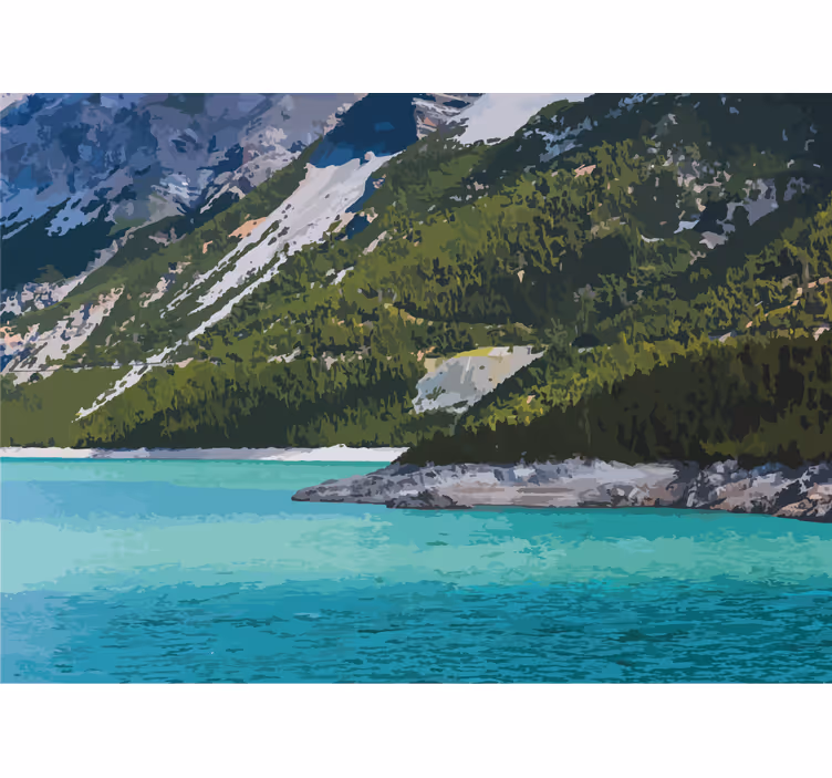Landscape wall mural mountain lake serenity - TenStickers