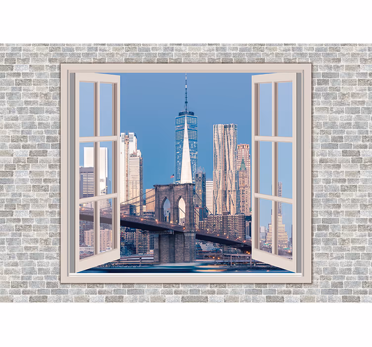 Manhattan's views clean sky new york wall mural - TenStickers