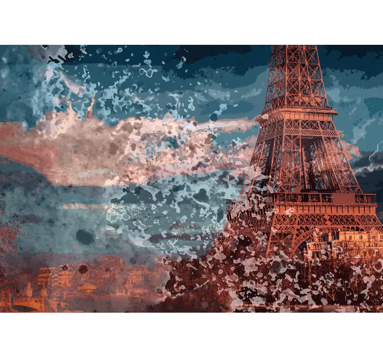 Wall mural paris eiffel tower skyline art - TenStickers