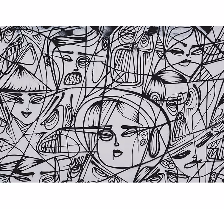 Urban art wall mural abstract expression faces - TenStickers
