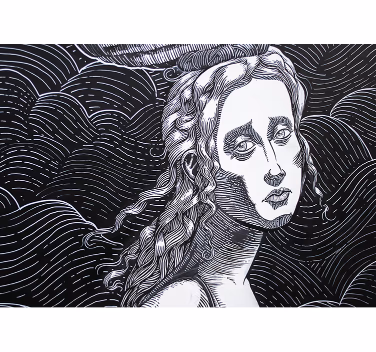 Wall mural painting intricate female portrait - TenStickers