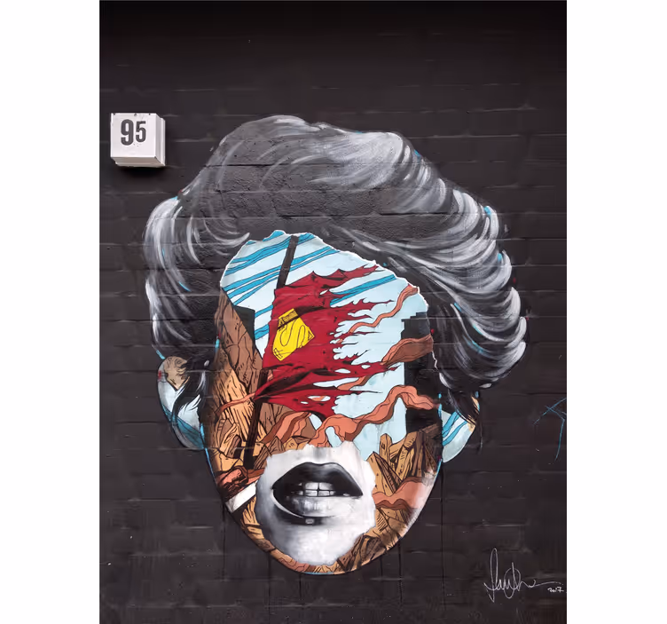 Urban art wall mural fragmented human profile - TenStickers
