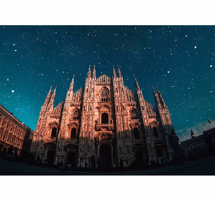 Wall mural madrid milan cathedral night view - TenStickers