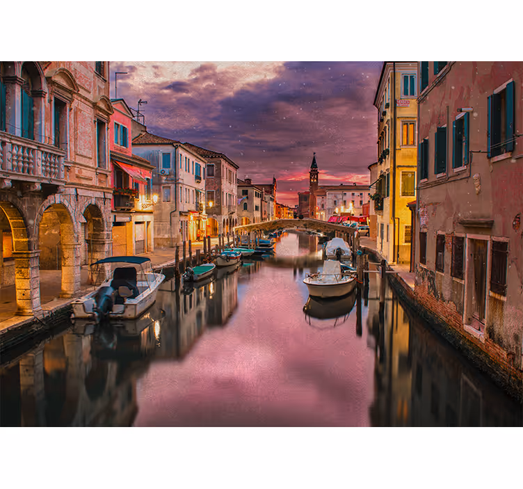 Wall mural city delightful waterway view - TenStickers