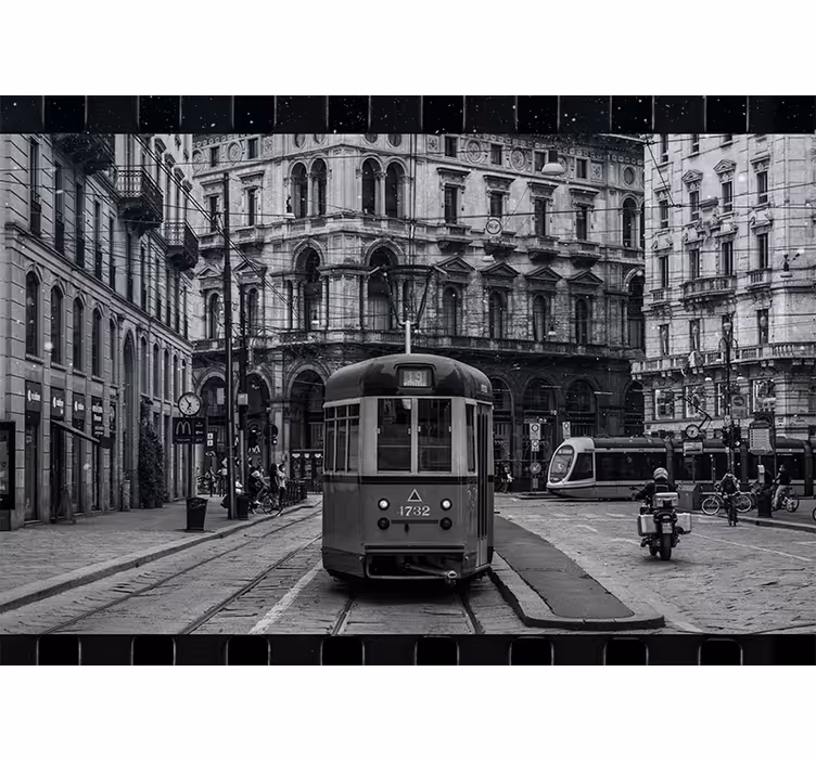 Wall mural city historic tram intersection - TenStickers