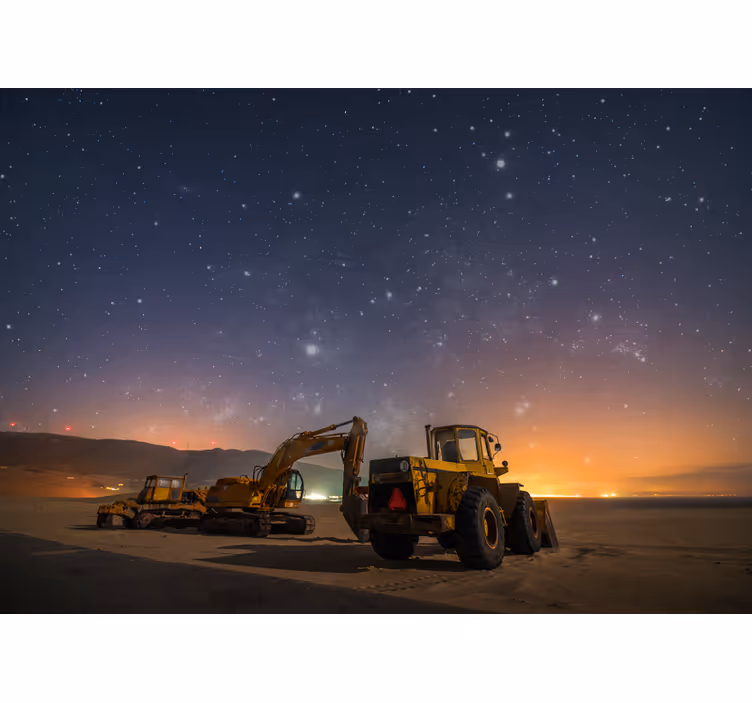 Automotive wall murals construction equipment night - TenStickers