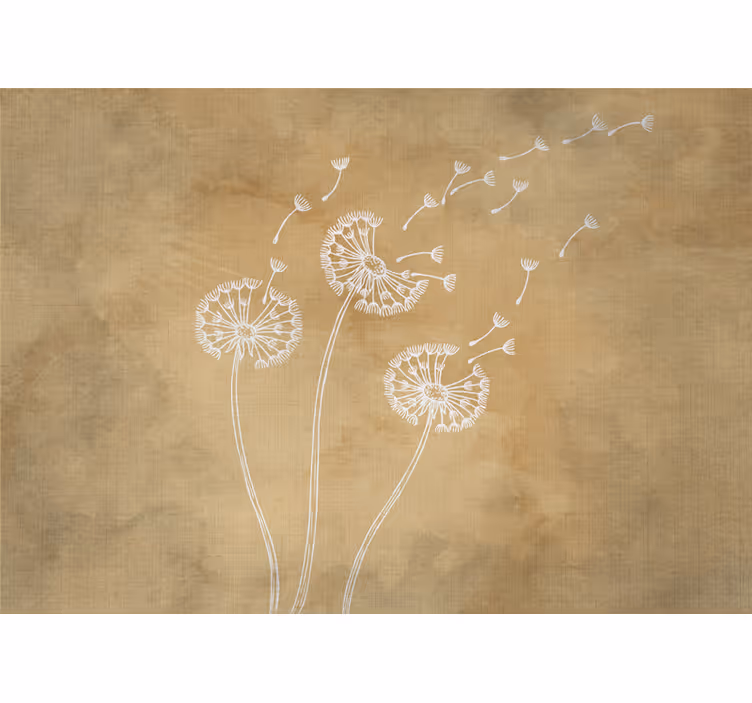 Flowers wall mural dandelion seeds in the breeze - TenStickers