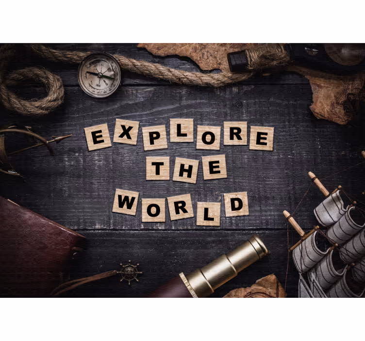 Wall mural text explore the world - TenStickers