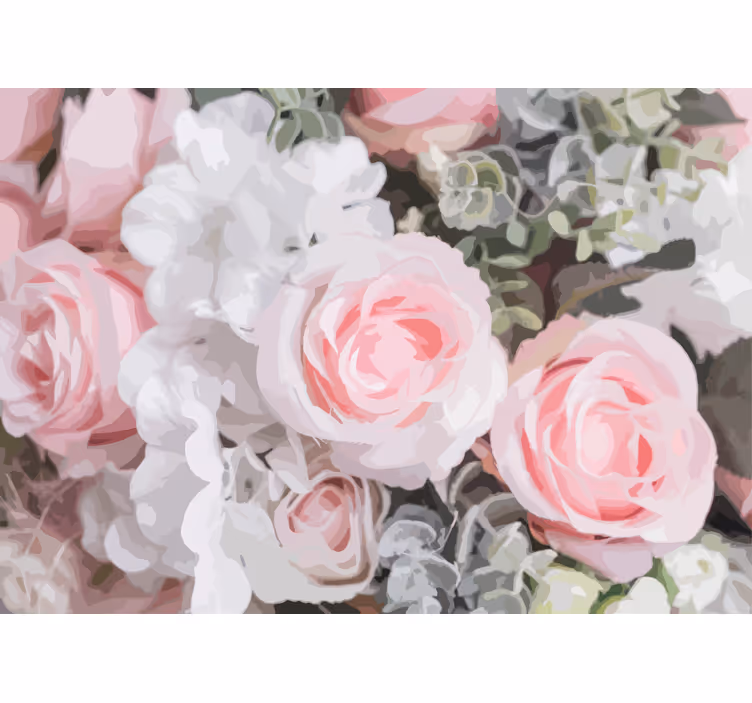 Flowers wall mural romantic pink roses - TenStickers