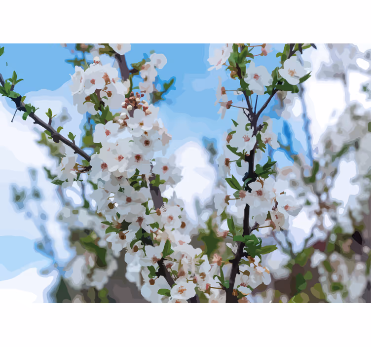 White blossom branch flowers wall mural - TenStickers