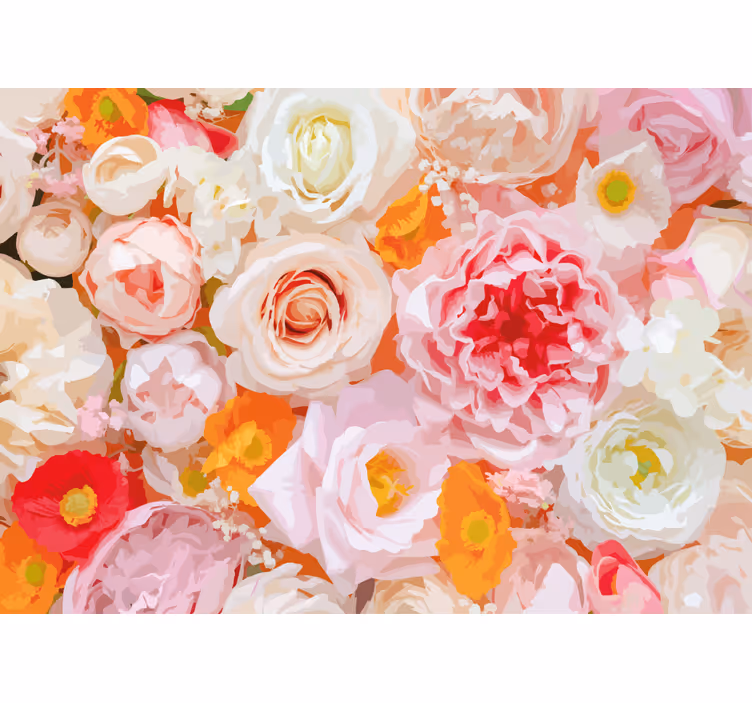 Flowers wall mural delicate floral design - TenStickers