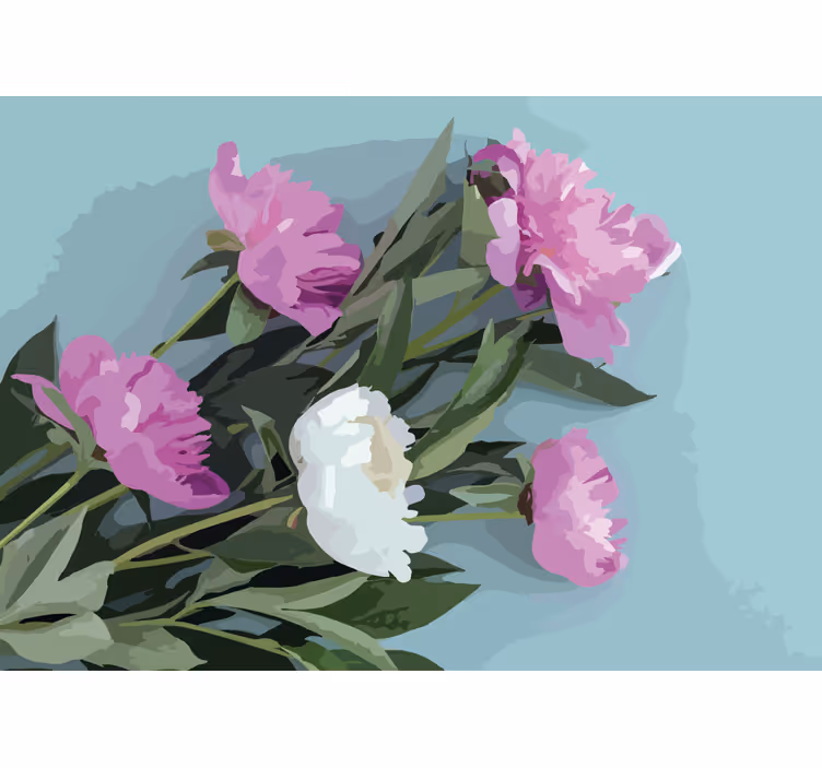 Flowers wall mural peony flower arrangement - TenStickers