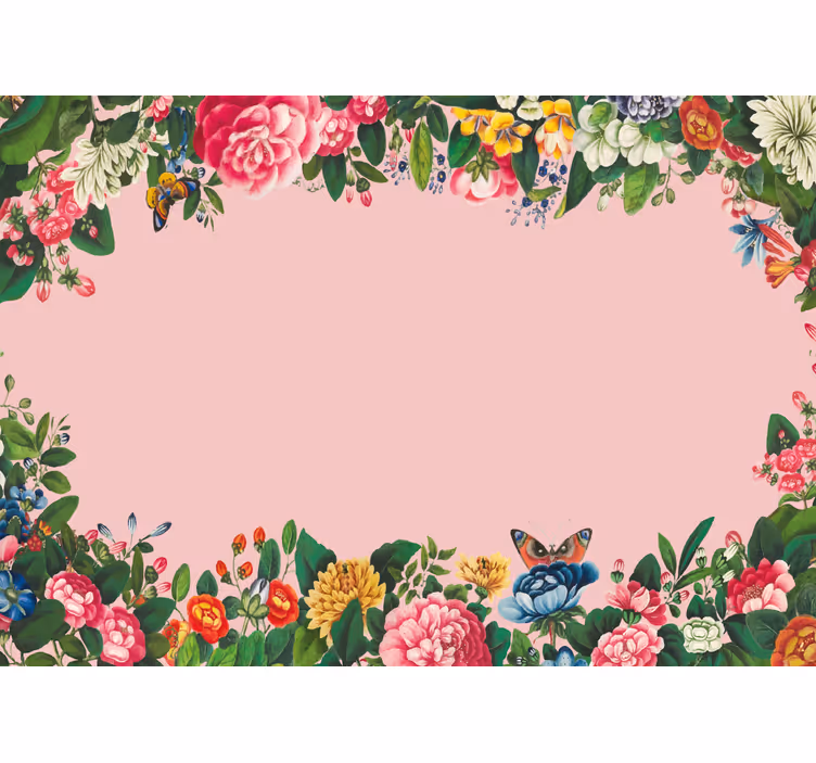 Elegant pink floral design flowers wall mural - TenStickers