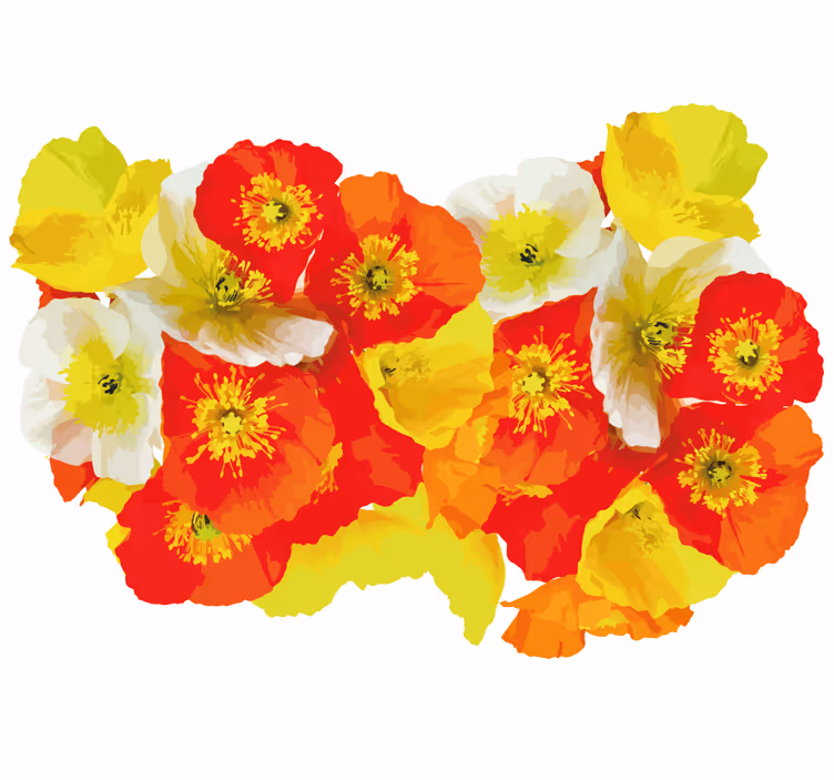 Flowers wall mural poppy flower arrangement - TenStickers