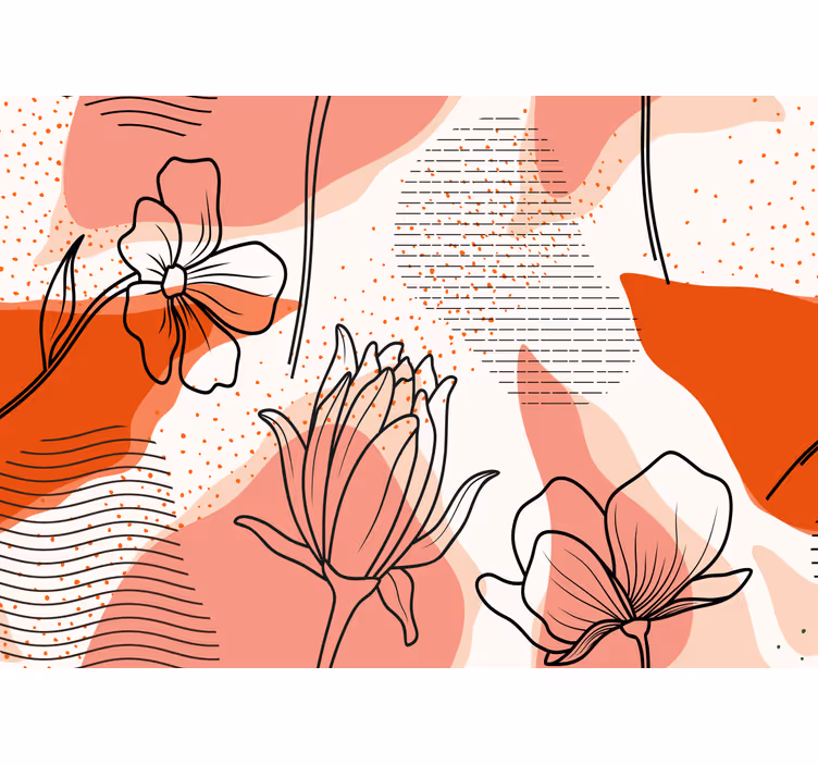 Flowers wall mural floral line drawing - TenStickers