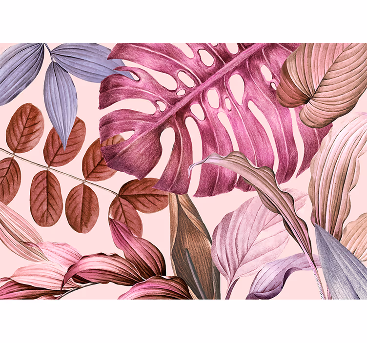 Flowers wall mural lively tropical foliage - TenStickers