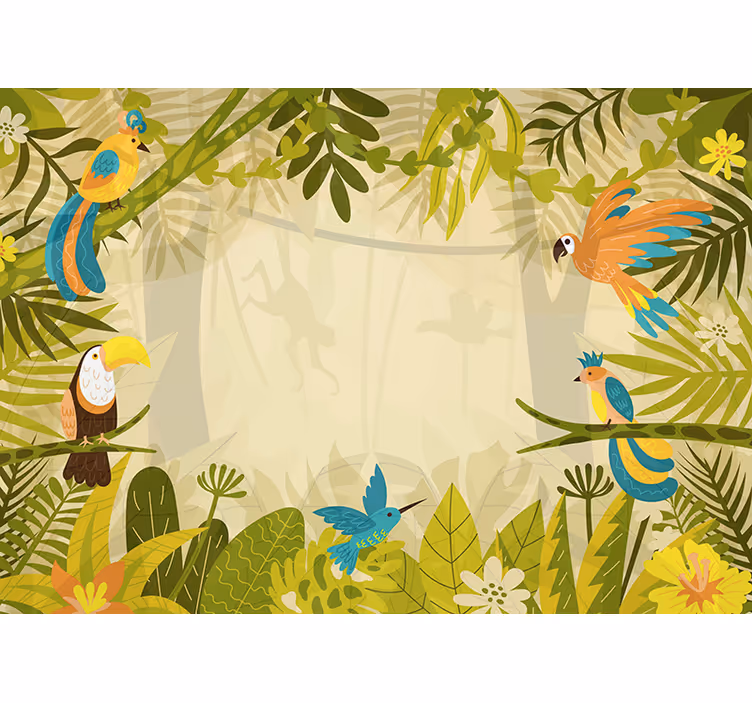 Wall mural jungle colorful jungle birds - TenStickers