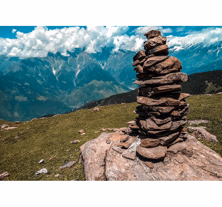 Mountain wall mural stacked stone formation - TenStickers