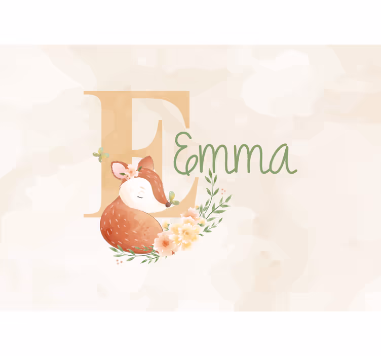 Childrens bedroom wall mural personalized fox design - TenStickers