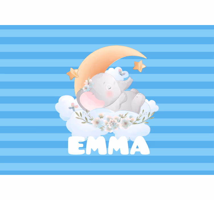 Childrens bedroom wall mural sleeping elephant design - TenStickers