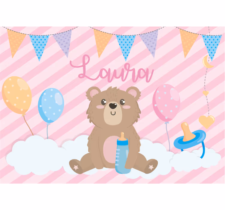 Childrens bedroom wall mural cute bear illustration - TenStickers