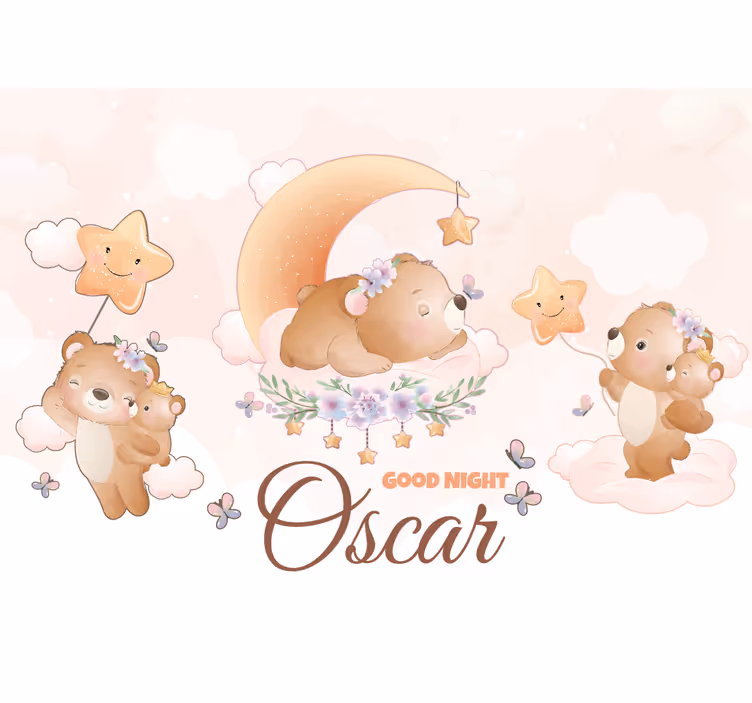 Wall mural nursery sleepy bear collection - TenStickers