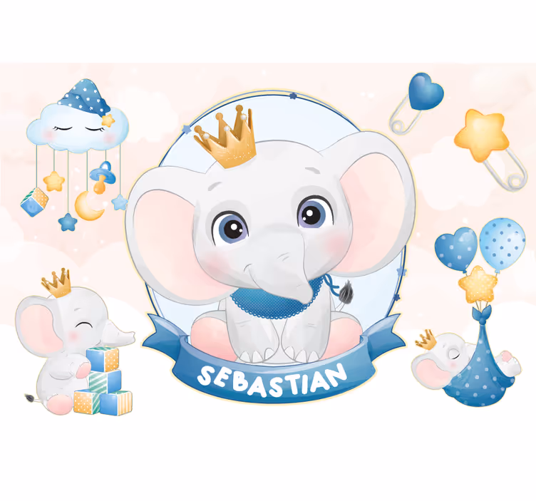 Wall mural nursery cute elephant design - TenStickers