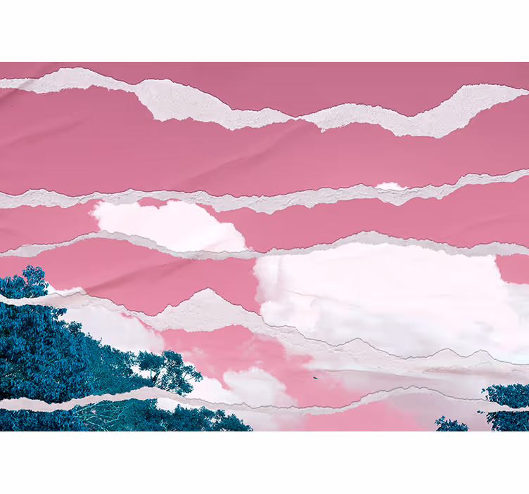 Abstract mural wallpaper torn cloud layers - TenStickers
