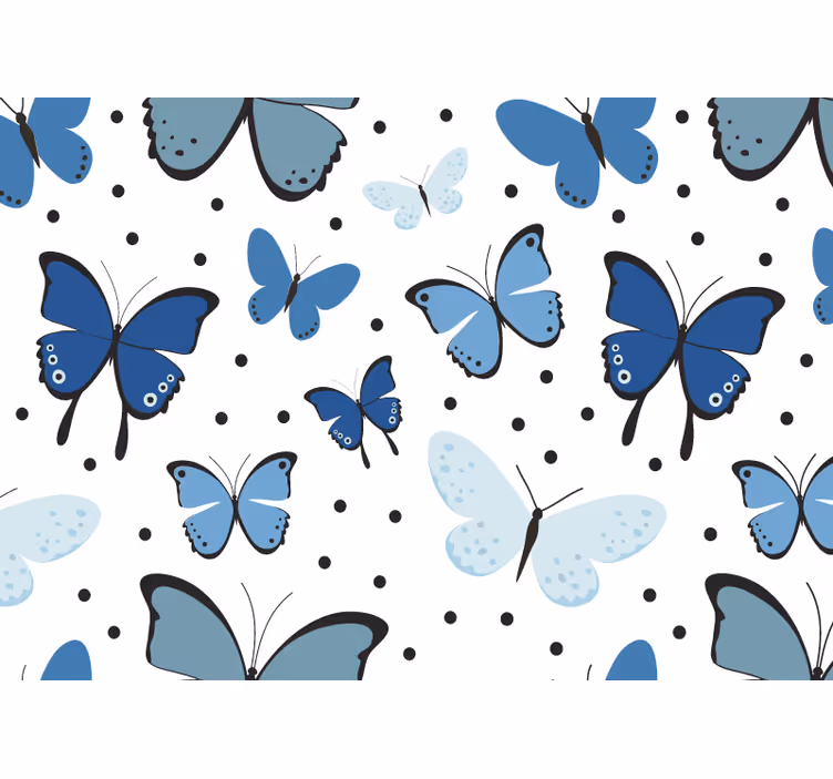 Childrens bedroom wall mural blue butterfly design - TenStickers