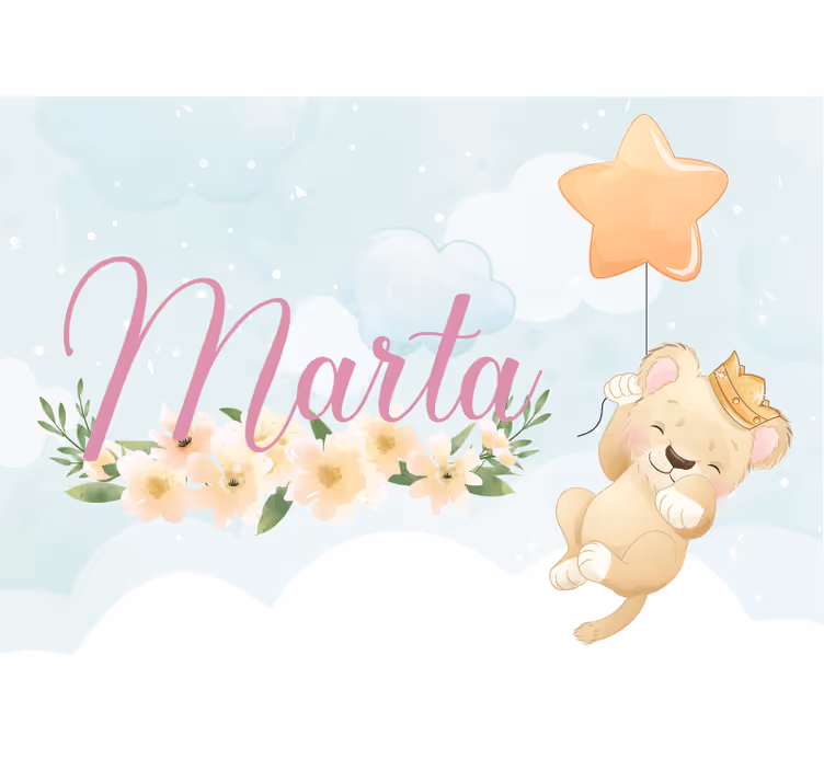 Childrens bedroom wall mural cute lion balloon - TenStickers