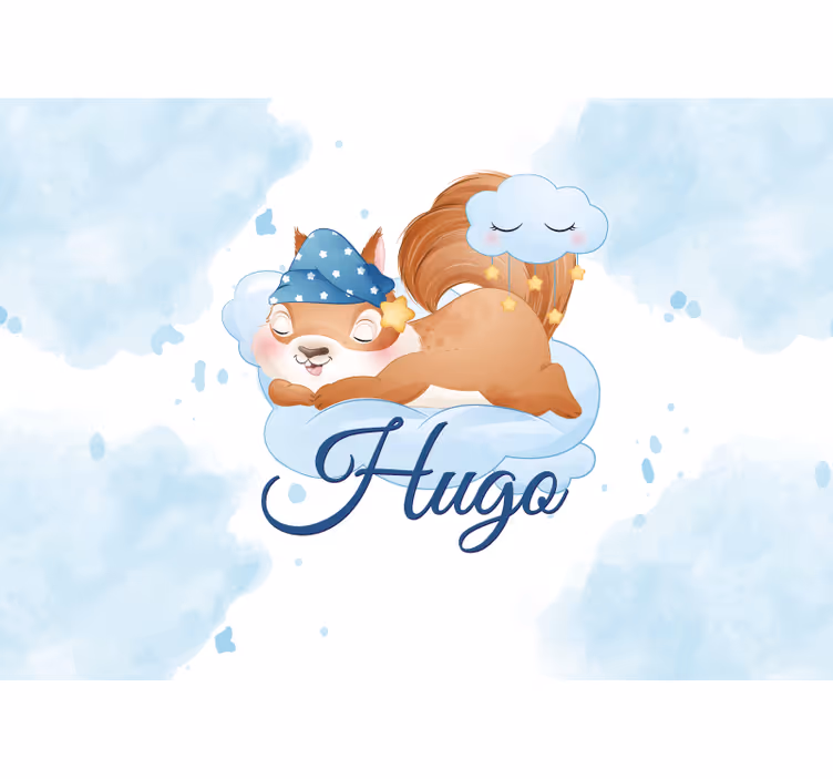 Sleepy squirrel dreams wall mural nursery - TenStickers