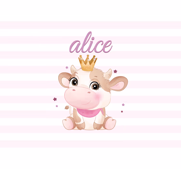 Crowned Cow Illustration childrens bedroom wall mural - TenStickers