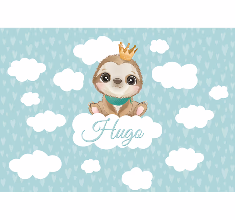 Childrens bedroom wall mural sloth with crown - TenStickers