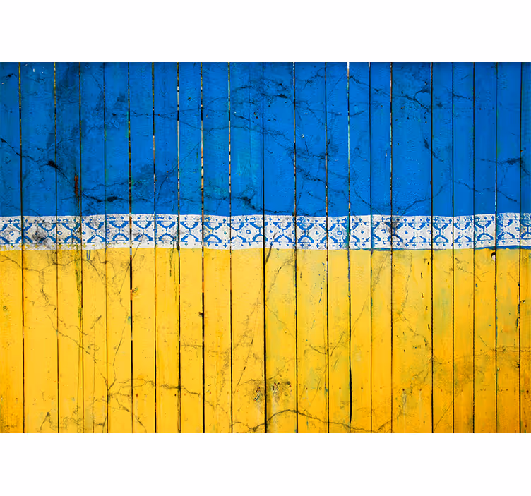 Wall mural city wooden plank design - TenStickers