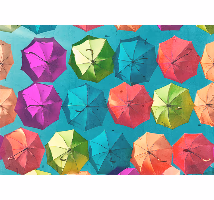 Urban art wall mural colorful umbrella design - TenStickers