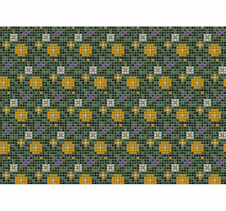Vibrant tile floral pattern wall mural bathroom - TenStickers