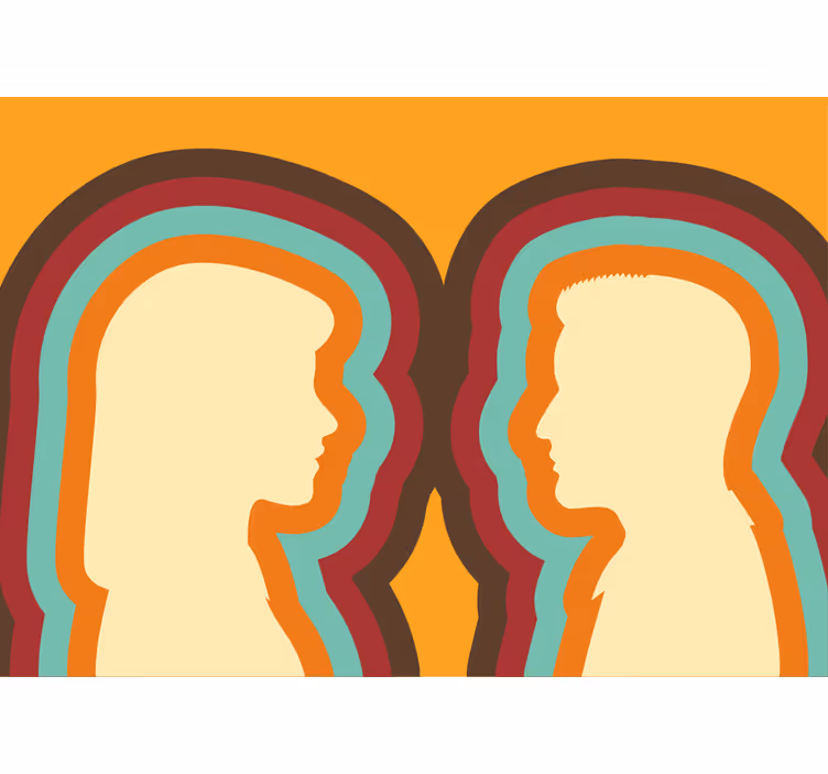 Love wall mural couple silhouettes - TenStickers