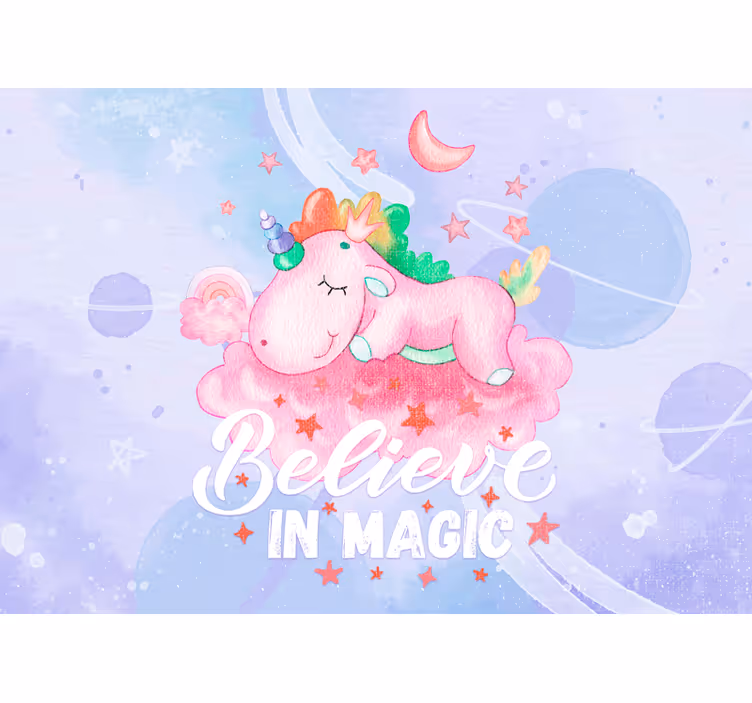Childrens bedroom wall mural unicorn dream cloud - TenStickers