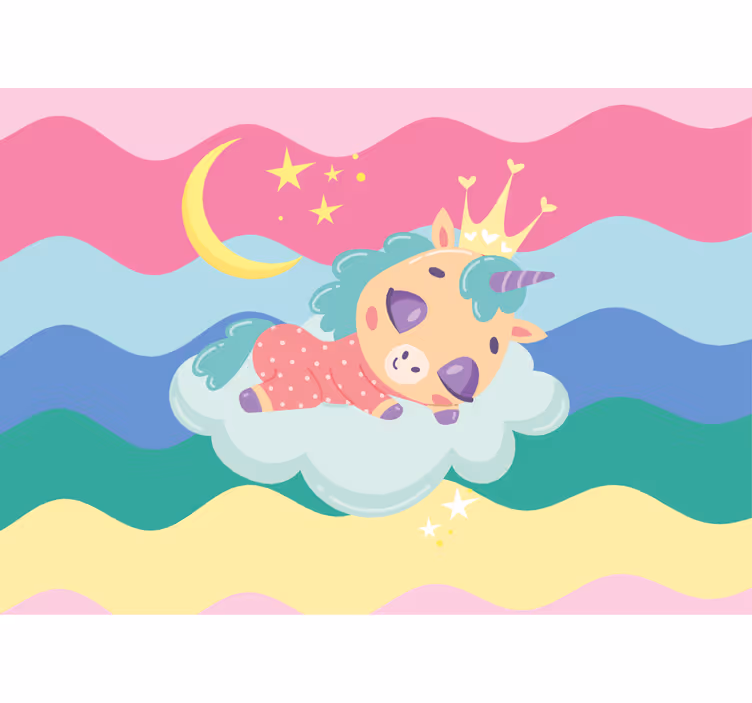 Wall mural people sleeping unicorn fantasy - TenStickers