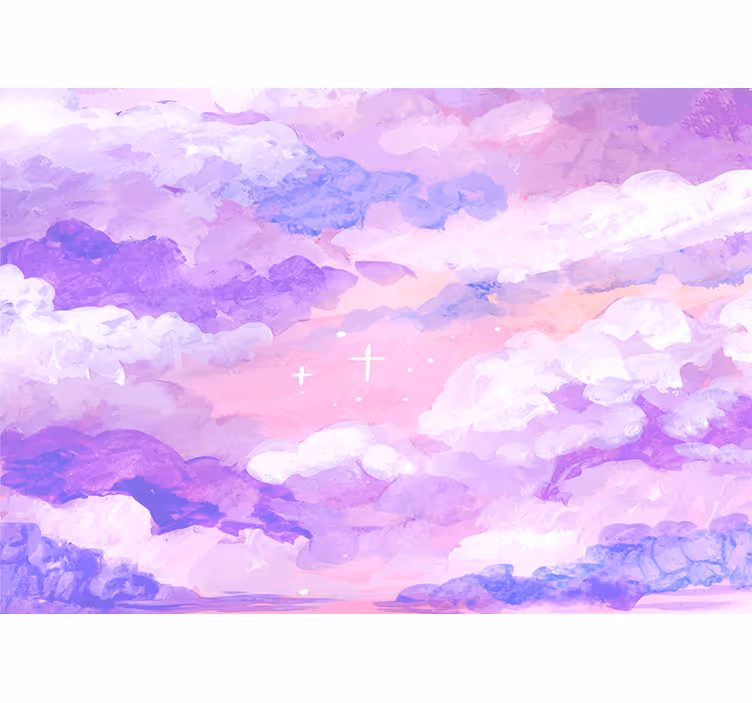 Sky mural wallpaper soft purple clouds - TenStickers