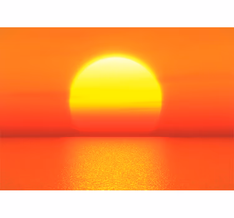 Mountain wall mural sunset reflection - TenStickers
