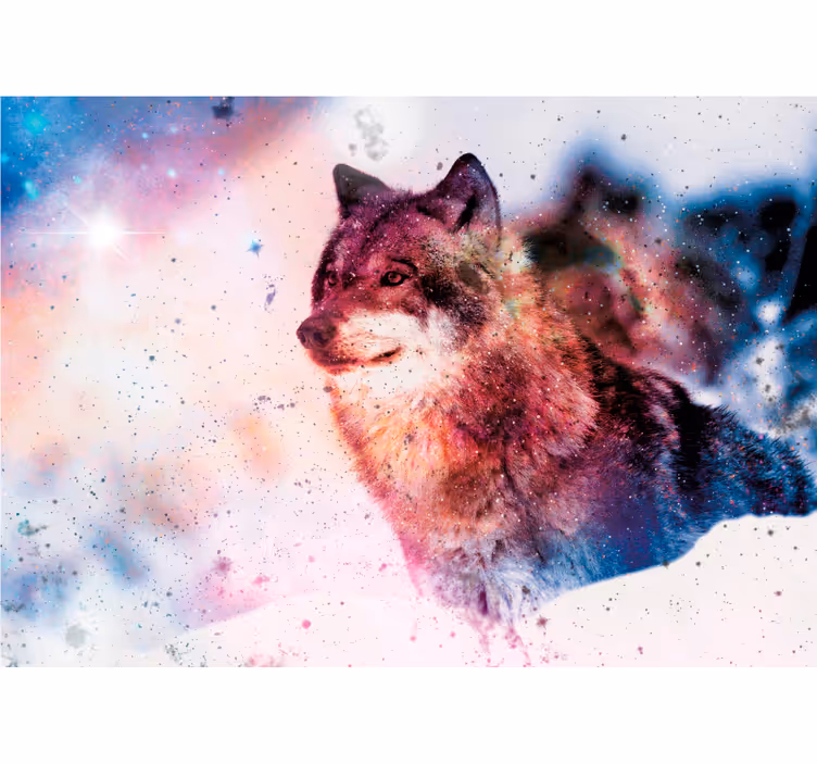 Wall mural animals lone cosmic wolf - TenStickers