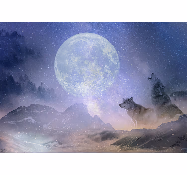 Wall mural jungle majestic moonlit wolves - TenStickers