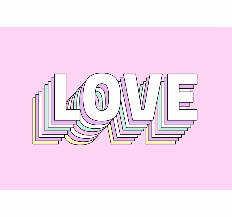 Love wall mural with stylish love typography - TenStickers