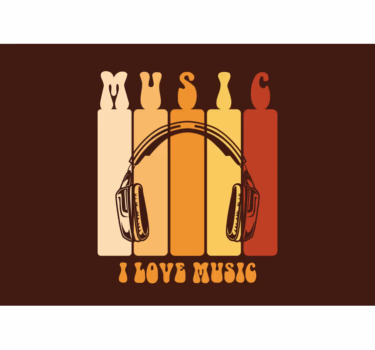 Wall mural music headphones design - TenStickers