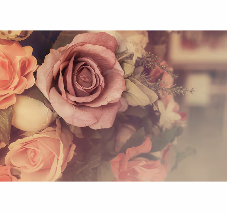 Flowers wall mural rose flower arrangement - TenStickers