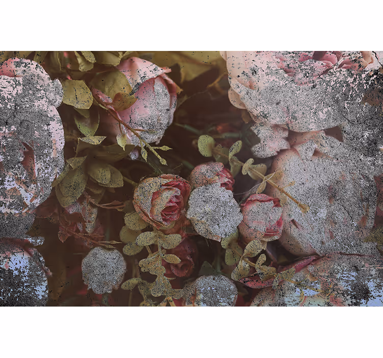 Flowers wall mural roses and leaves design - TenStickers