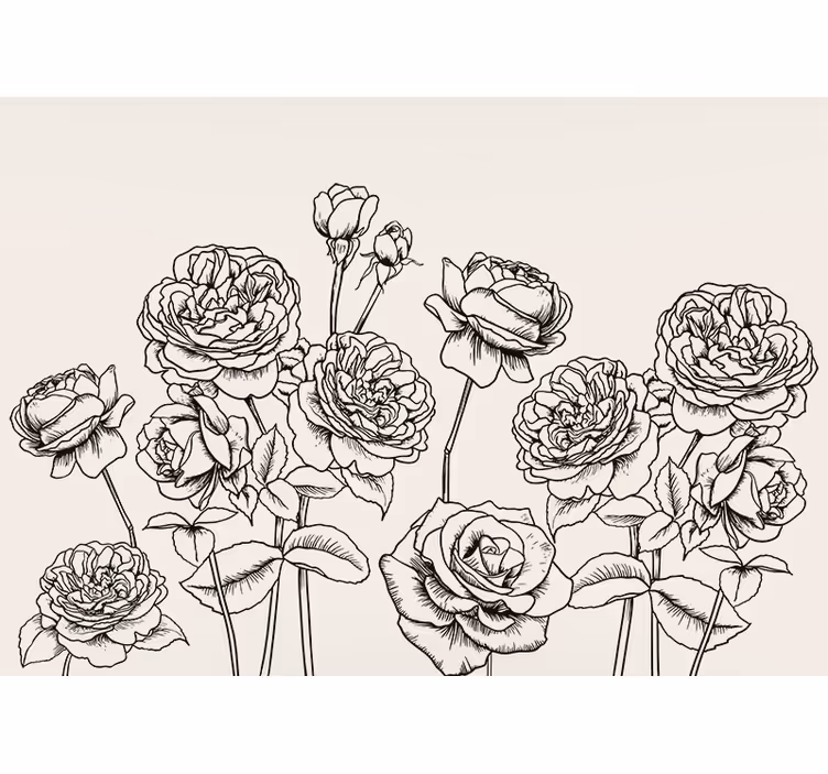 Flowers wall mural elegant rose design - TenStickers