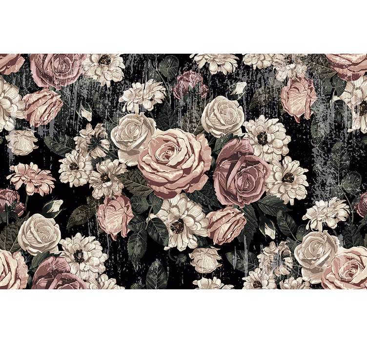 Flowers wall mural vintage floral explosion - TenStickers